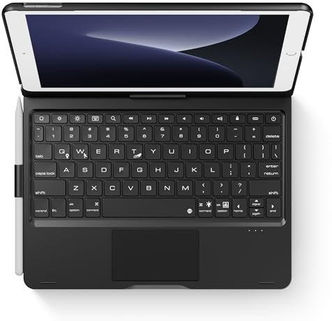 edaiser Swivel Keyboard Case for iPad 10.2 inch 9th 8th 7th, iPad Air 3rd and iPad Pro 10.5 2nd Generation; Wireless Rotatable Cover, Pencil Holder, Smart Trackpad, RGB Backlit, Black