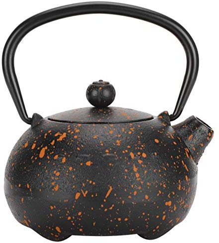 Hapivida 0.3L/0.8L Théière Processus de Gravure Vintage Coulée à La Main, Bouilloire en Fonte Épaissi Style Japonais, pour Cuisinière à Induction, Gaz (F 0.3L)