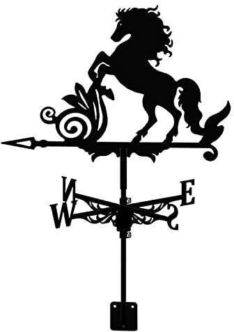 Outdoor Innenhof Wetterfahne Schmiedeeisen Wetterfahne Wetterhahn Edelstahl Windfahne Mustang Wetterfahne Schwarz Sprühfarbe Outdoor Schuppen Eisen Hof Dach Scheunen Dekoration Hof Indic