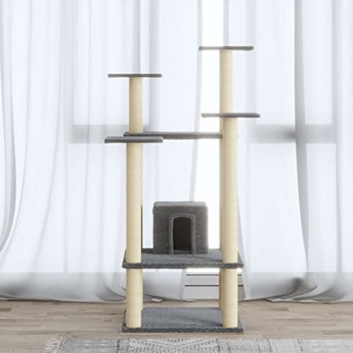 ZEYUAN Cat Tree with Sisal Scratching Posts Light Grey 110 cm,Outdoor Vintage Street Lights Waterproof Decorative Lamp for Garden, Lawn, Pathway, Driveway, Front/Back Door