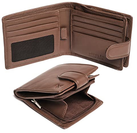 Lavalen® Portefeuille Homme Cuir Veritable - Blocage RFID - Porte Monnaie Homme Grande Capacite Poche à Glissière Pièces de Monnaie - Porte Feuille et Porte-Cartes Homme - Porte Carte Bancaire.