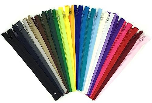 Cerniera Lampo,20 PCS Cerniere Invisibili Cerniera Colorata Cerniere a Spirale in Nylon Chiusure Lampo Cerniere in Metallo Cerniere da Cucito per Abiti su Misura Cucito Artigianale Merceria