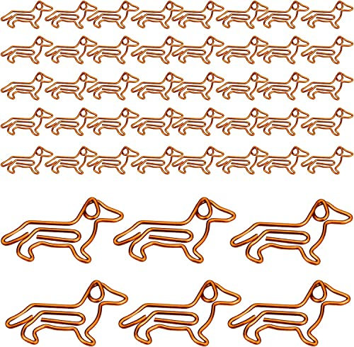 Büroklammern Hund 40 Stück Papierklammern Motiv Dackelform Tierform Kreative Bookmark Cartoon Süße Büroklammern für Schule Büromaterial Zubehör Metall Heftklammern