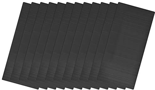 QUARKZMAN 12 Stück Leere Metall Karten 100x50x0.4mm, Schwarz Metallkarte Edelstahl Platte, DIY Lasergravur Rohlinge Tag für Klingelschild Visitenkarten Namensschilder Briefkasten Türschilder
