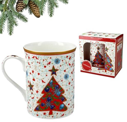 Carmani - Taza de Navidad, taza de fiesta festiva para té, café, chocolate caliente decorada con tema de Navidad 375 ml