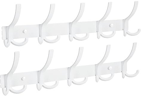 Optish 2 Stück Garderobenhaken mit 15 Haken, Kleiderhaken wand für Schlafzimmer Bad Küche, Hakenleiste Garderobe für Jacken, Mäntel, Taschen, Hüte und Schals bieten (Weiß)