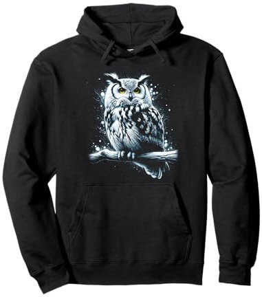 Mystische Eule mit gelben Augen und Farbspritzer Pullover Hoodie