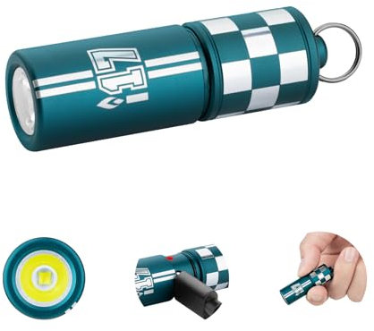 OLIGHT i17 EOS Mini LED Taschenlampe Checkered Flag Lampe für Schlüsselbund 180 LM USB-Aufladbare Taschenlampe Schlüsselhänger, IPX8 und 1,5m Fallschutz kleine lampen für Outdoor,Camping,Repaturen