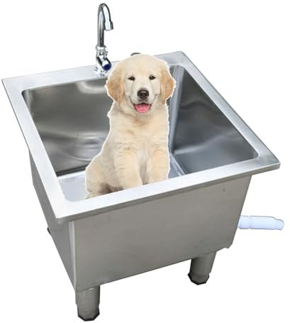 Hundebadewanne Edelstahl Tierbad Hunde Katzen Haustiere Badewanne Hundewaschstation für kleine und mittelgroße Hunde(60cm/23.6in)