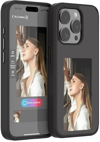 Generisch Smart Ink Screen Phone Case, E Ink Phone, Smart Ink Screen-Telefonhülle, E Ink Case iPhone (Black, for iPhone 15Pro)