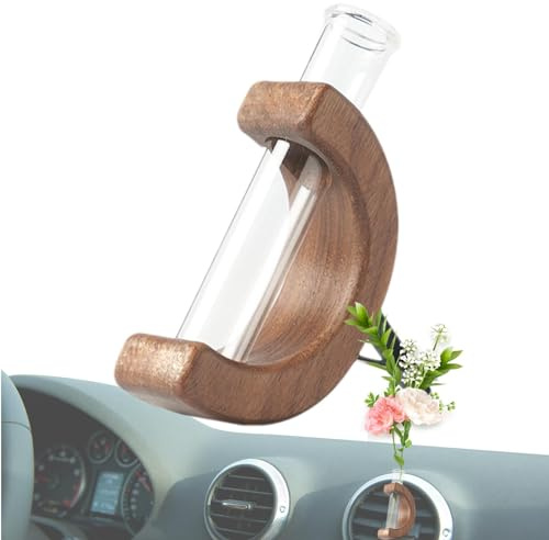 -Auto-Vasen-Entlüftungsclip, Blumenvasenhalter Glasrohr, C-förmiger Auto-Vasen-Clip, Kreatives Holzverzierungs-Dekorationszubehör Für Den Automobilinnenraum