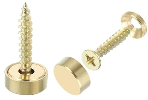 QUARKZMAN 4Pcs Vis Décoratives en Laiton avec Capuchons, Vis Autotaraudeuses de 12 mm pour la Fixation de Meubles, Couleur Or