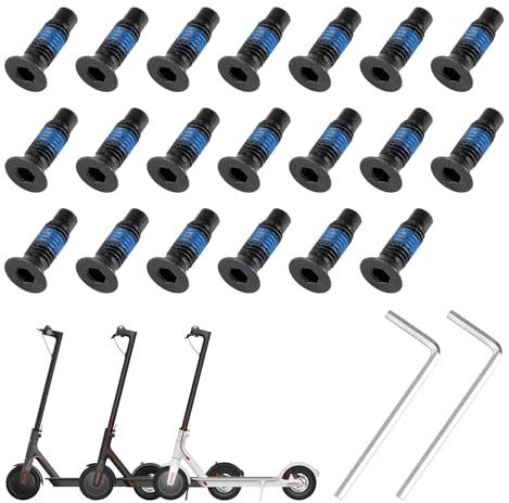 20 Pièces Vis pour Scooter Électrique, Vis de Remplacement pour Scooter, Noir Vis de Tête de Scooter avec 2 Clés Hexagonales pour Xiaomi M365/Ninebot G30 F30/F Series