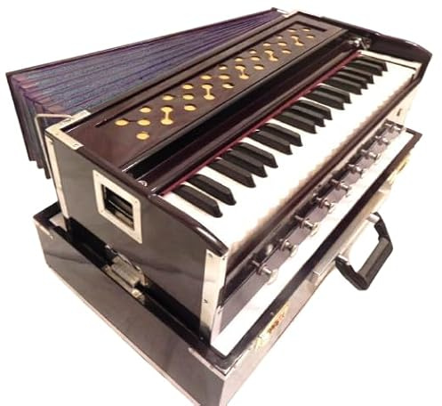 HAHAPA Musikalisches hölzernes Harmonium mit Koppler, tragbar, zusammenklappbar, 3,5 Oktave, 9 Stopper