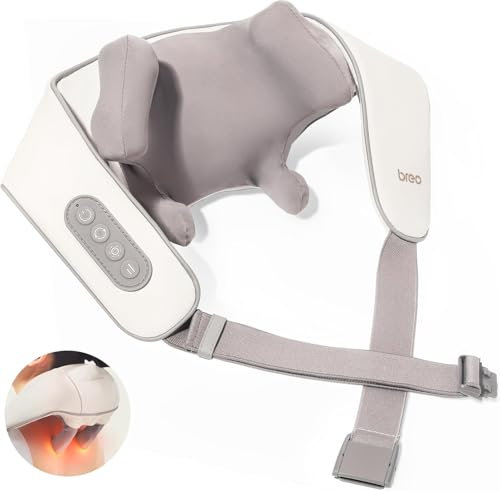 Breo N5 Mini-Nacken- und Schultermassagegerät mit Wärme, Shiatsu-Massagekissen für Nacken, Rücken, tiefe Nackenmassage zu Hause (Beige, Size2)