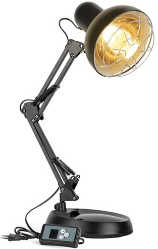 Etyceun Lampada Infrarossi Riscaldante 150W, Riscaldamento Infrarossi Terapia Luce Gialla, Rapido Sollievo per il Dolore Muscolare, Lampada Infrarossi con 10 Livelli di Temperatura Regolabili e Timer