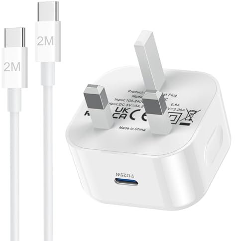 iPhone 16 Fast Charger,Apple 16 USB C Charger Cable and Plug 1M 25W 9V/12V Quick Charge for Apple iPhone 16/16 Plus/16 Pro/16 Pro Max/15/15 Plus/15 Pro Max,New Rapid USB C to C Charging Lead and Plug