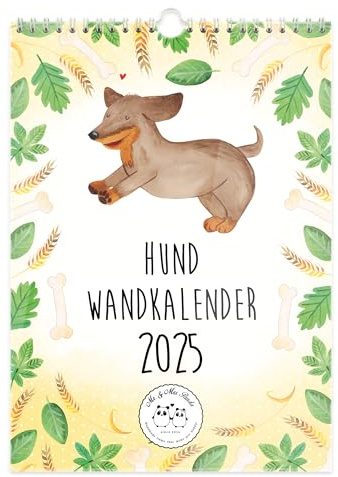 Mr. & Mrs. Panda A4 Wandkalender 2025 Hund Collection - Geschenk, Terminplaner, Küchenkalender, Hundemotiv, Jahreskalender, Kalender mit Feiertagen,