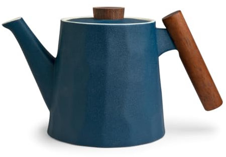 TeaLogic Teekanne aus feinem Knochenporzellan mit Griff aus Palisander 1,2 l Blau Farbe Blau