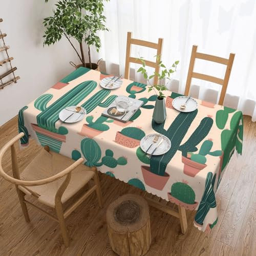 Pyjwyfmy Tovaglia rettangolare da cucina con stampa di cactus, in poliestere, per sala da pranzo, picnic, eventi e ristoranti