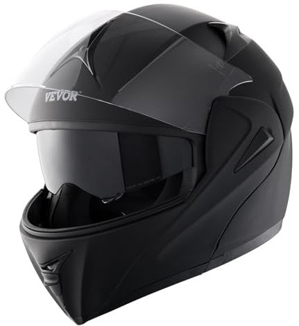 VEVOR Motorradhelm ohne Maske Helmgröße 59-60 cm, ABS Helme mit hoher Dichte & Bluetooth-Kommunikation & Wechselglas Größe L DOT-geprüfter bequemer Motocross-Helm, für Jugendliche & Erwachsene