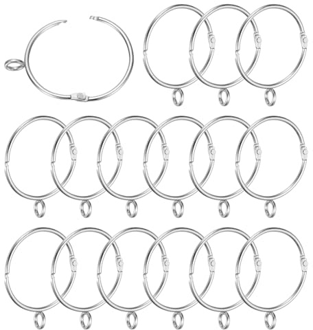 PATIKIL 16 pièces Anneaux pour Tringle à Rideau Ton argenté | 2 pouces de diamètre intérieur avec œillets, Anneaux métalliques pour rideaux et tringles