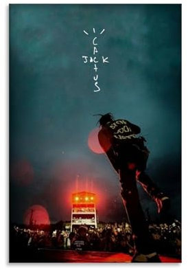 Hotoice Poster di Travis Scott Rapper Music Retro Vintage Cover Poster per camera da letto Estetica su tela, Decorazione per camera da letto, 30 x 45 cm