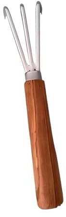 F Fityle Cultivador de rastrillo de Manos Handheld Small 3 Punta Mini Herramienta de jardinería Multifuncional Targén Manual para la eliminación de malezas, Marrón Oscuro