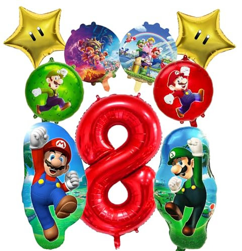 Kindergeburtstag deko set, 8 Jahre Kinder geburtstag Luftballon deko, Enthält Zahlenballons，Runde Ballons，Geeignet als Dekoration für feiern für Jungen und Mädchen