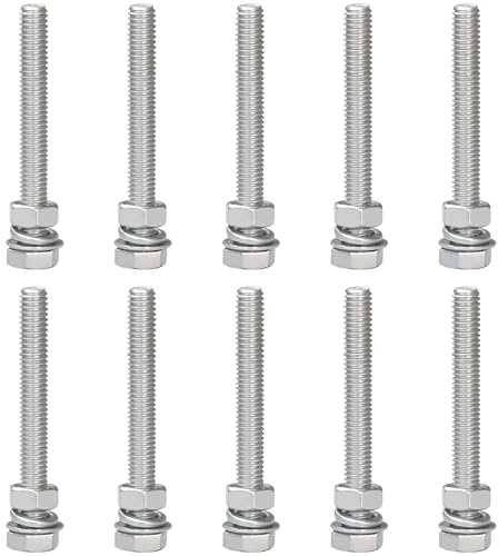 10 set di dadi e bulloni in acciaio inox, bulloni esagonali con rondella (M6 x 50 mm)