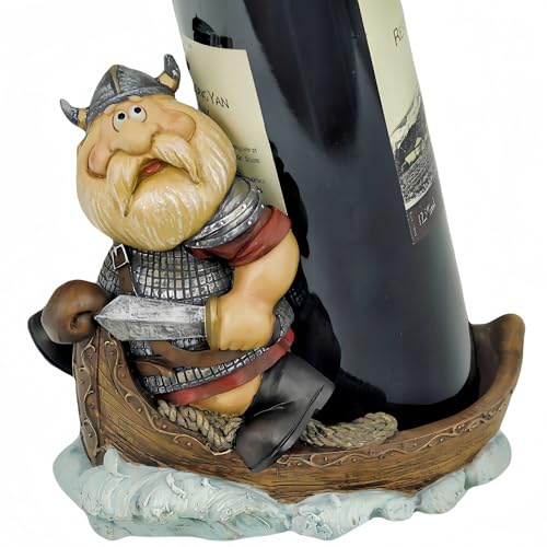 OUTOUR Wine Bottle Holder Gnome Viking Dwarf Boat Resin Statue Miniature Decor for Kitchen Bar Office Desktop Storage