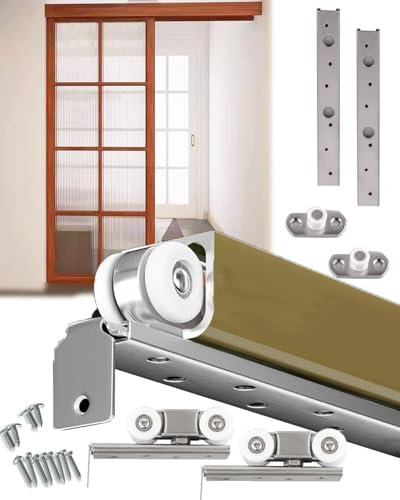 Kit Puerta Corredera Riel Resistente para Puerta Corrediza de Bolsillo con Herrajes para Rieles, Riel de Caja de Aleación de Aluminio para Puertas Ocultas/Puertas(104 cm/40.9 Inch)