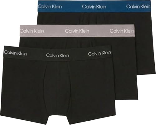 Calvin Klein Herren 3er Pack Boxershorts Low Rise Trunks Unterwäsche, Khaki (Black W Classic Blue WB/Black W PO), M