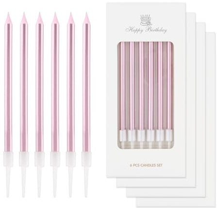 mciskin 24pcs Rose Gold Birthday Candles,Rose Gold Candle Cake Decorations for Cake,Pearl Long Candles Cupcake Toppers for Girls Boys Men Women Birthday Party Decorations Wedding Anniversary Supplies