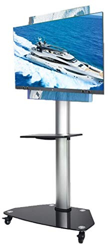 Soporte de TV móvil con ruedas – Carrito universal para televisores LED LCD de plasma de 32 a 65 pulgadas, altura ajustable, giratoria, vertical y horizontal, soporte de suelo resistente para uso