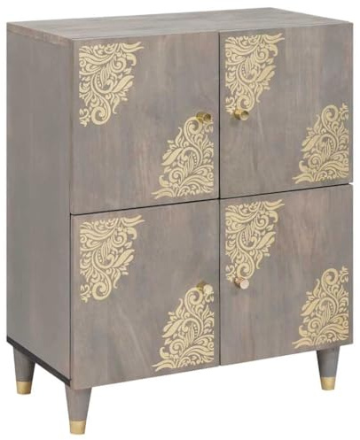 vidaXL Sideboard Grey and Gold 60 x 33 x 75 cm Solid Mango Wood