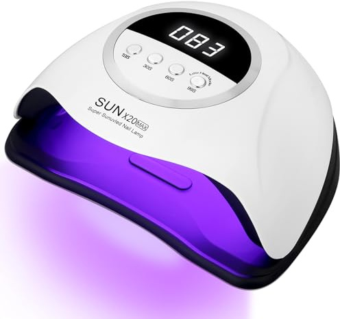 UIHOL Lámpara de Uñas UV, 320W 72 LED Lámparas Profesional Maquina Secadora de Uñas Rápido, Curado de Esmalte de Gel con 4 Temporizador y Pantalla LCD Para Manicura/Pedicura Nail Art en el Hogar