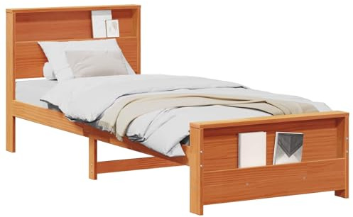 vidaXL Bed Frame with Headboard Wax Brown 80 x 200 cm Engineered Wood, Modern Pine Wood Platform Bed Frame, Sturdy Minimalist Design, Quality Bedroom Furniture for Functional and Stylish Use