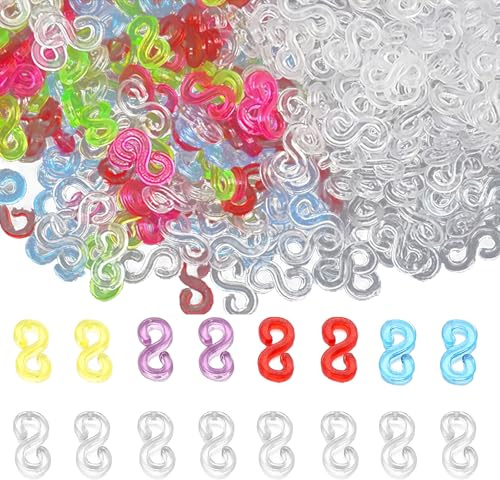S Clips for Loom Bands, Multicolor Rubber Band Connectors for DIY, 400 Pcs | Vibrant Multicolor Plastic, Secure S-Clip Connection, Tool-Free Attachment, Suitable for Bracelets, Necklaces and DIY Crafts