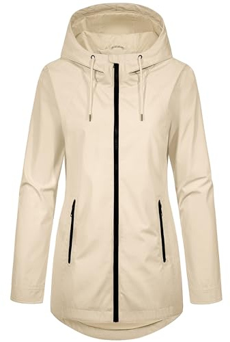 HEEKPEK Giacca da Donna Autunno Parka Cappotto con Cappuccio Leggero Jacket | Giubbotto Elegante Antivento Trench Mezza Stagione Softshell Casual Zip Up Coat Primaverile Outdoor