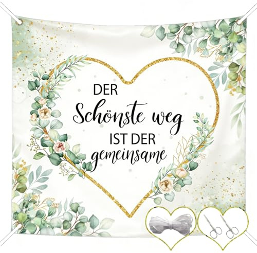 Hochzeitsherz zum Ausschneiden Bettlaken mit Herz Hochzeitsspiele 200x180cm | Hochzeitsdeko Standesamt Deko Hochzeit Geschenke für Brautpaar Hochzeitslaken mit 2 Scheren und 10m Seil Hochzeitsspiele