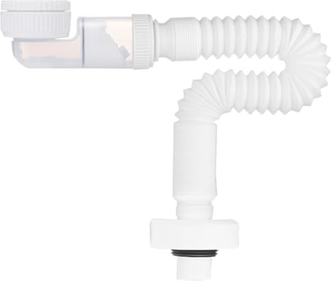 XIAOGUA Weiß Flexiblem Raumsparsiphon, Ablaufschlauch Siphon Waschbecken, 360°Einstellbarer Syphon, Geruchsdichter Sifon Waschbecken Bad für Küchenspüle mit Ausziehbar von 380-930mm