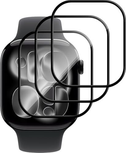 Lutree para Apple Watch Series 11 46mm Protector de Pantalla, 3 Piezas 3D Cobertura Completa Sin Burbujas Anti-Arañazo, HD Transparente Flexible Película Protectora