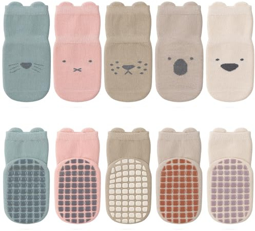 Kyopp 5 Paar Stoppersocken Kleinkinder ABS rutschfeste Socks BabySocken