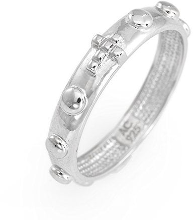 Amen Collection Rosenkranz Ring 925 Silber rhodiniert, Silber