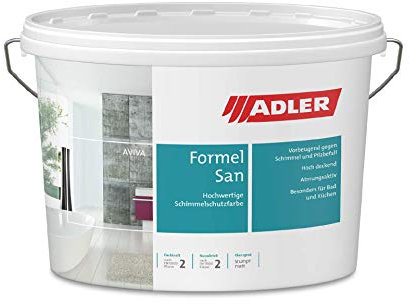ADLER Aviva Formel-San 9 Liter weiß Schimmelschutzfarbe, Anti-Schimmelfarbe mit Langzeitschutz