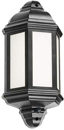 Knightsbridge LANT4 Half Wall Lantern with PIR, Polycarbonate, 8 W, Black