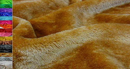 StoffBook KUNSTPELZ KANINCHEN PLÜSCH STRETCH STOFF STOFFE METERWARE, C771 (Goldbraun)