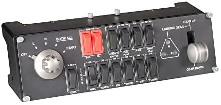 Logitech G Saitek Pro Flight Switch Panel de Conmutadores para Simulación de Vuelo, Pantalla LCD, Cinco Posiciones de Control Giratorio de Magneto, Controles de Tren de Aterrizaje, USB, PC - Negro