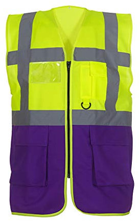 Yoko Multifunktionale Herren-Hochsicherheitsweste yk002/hvw801. Größe L Yellow/Purple